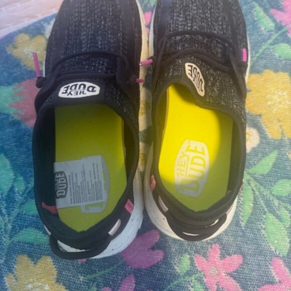 Hey Dude Black / Pink Slip-On Sneaks - Size 9 - Picture 3 of 5